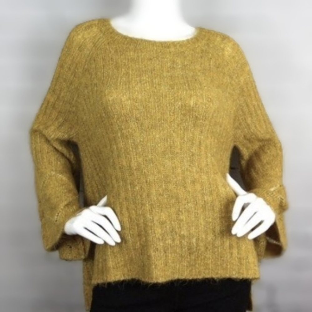 Flick Soft Bell Sleeve Sweater Medium Mustard Slouchy Peasant Boho